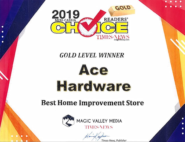 Ace Hardware in Burley and Rupert, Idaho, Winner of the 2019 Mini-Cassia Choice Award!